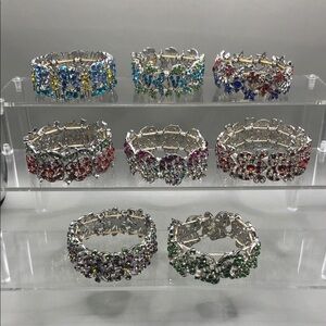 Willabee and Ward colorful sparkling rhinestone monthly bracelets bundle 8 VTG